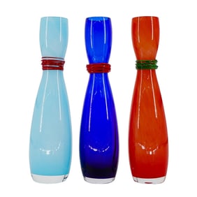 (3 Pc) Rony Plesl Czech Art Glass Vases