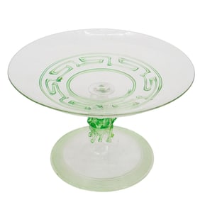 Vintage Green Art Glass Tazza