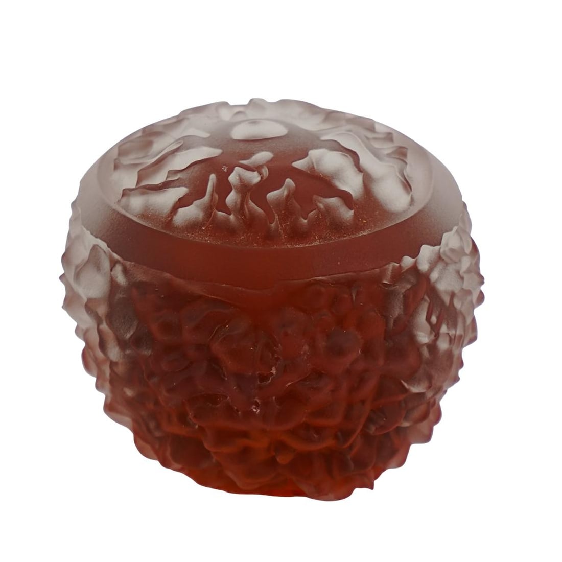 Steve Palmer (American, 20th Cent.) Glass Paperweight: Steve Palmer (American, 20th Cent.) Glass Paperweight 1996, USA A translucent, pink-tinted glass paperweight, round in shape with a textured surface. The back is signed "S. Palme 1996." H: 2 1/4" D: 3