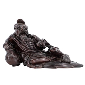Chinese Carved Wood Zhong Kui Deity Sculpture