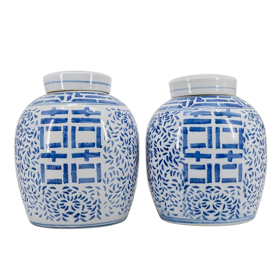 Pair Of Chinese Double Happiness Porcelain Ginger Jars (1 of 6)