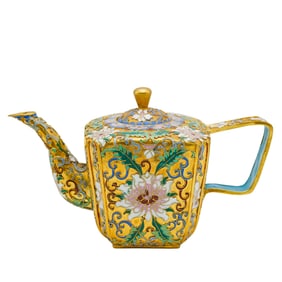 Vintage Cloisonne Enamel Floral Teapot