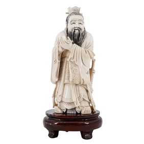 Antique Chinese Carved Bone Immortal Figurine