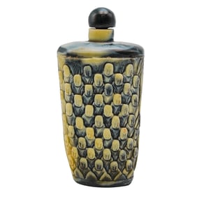 Vintage Chinese Carved Buddha Faces Agate Snuff Bottle