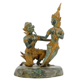 Vintage Siam Thai Gilded Bronze Statue