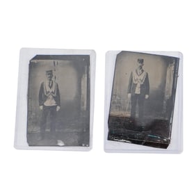 (4 Pc) Antique Tintypes Of Freemason Members