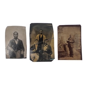 (3 Pc) Antique Tintypes Of African American Men