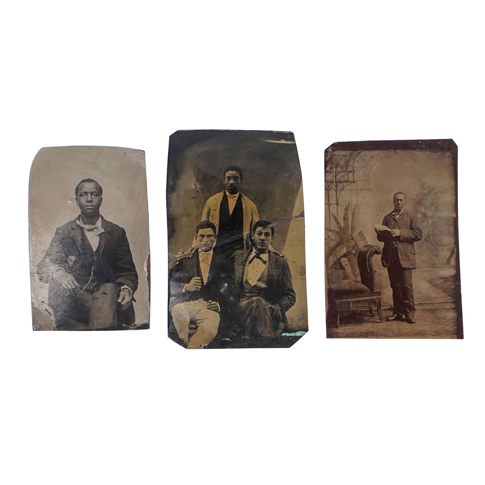 (3 Pc) Antique Tintypes Of African American Men (1 of 7)