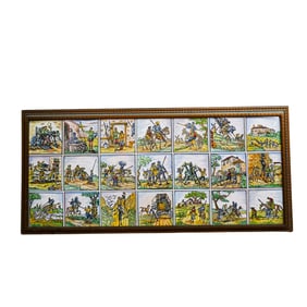 Spanish Don Quixote Narrative Scene Ceramic Tile Panel