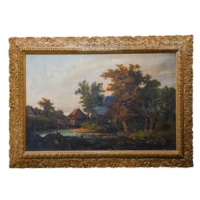 19th Century Signed "S Howell" Pastoral Oil on Canvas Landscape
