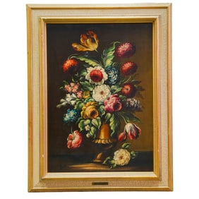 Luciano Bertini (20th century, Italian) Floral Oil on Canvas Still Life