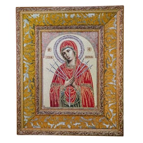 Antique Lady of the Sorrows Russian Orthodox Icon