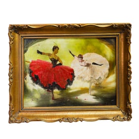 Aldo Affortunati (Italian, 1906-1991) Oil on Canvas Ballerina Painting