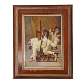 Attrib. Alexander M. Rossi Pierrot Oil on Canvas Painting
