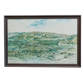 Henry Dentith (b. 1931, English) "Jerusalem" Oil on Canvas Painting