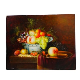 Signed "Francois" Fruit Still Life Wood Panel