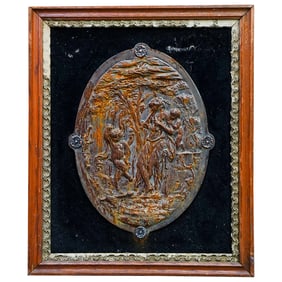 Antique Neoclassical Framed Metal Plaque