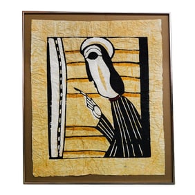 Sadao Watanabe (1913-1996, Japan) "Teaching" Print on Momigami Paper