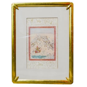 Chinese "Fighting Elephants" Lithograph
