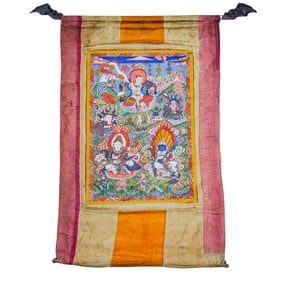 Antique Tibetan Gauche Scroll Painting