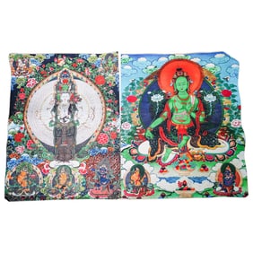 Pair of Thangka Tara Goddess Scroll Prints