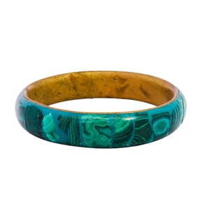 Malachite Brass Bangle Bracelet