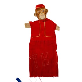 Antique Handcrafted Bellhop Monkey Hand Puppet