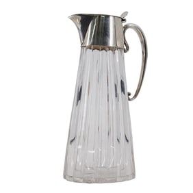 English Silver Plate Mounted Crystal Ewer