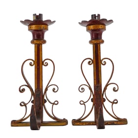 Pair of Gilt Metal Candle Sticks