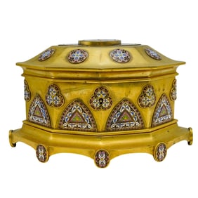 French Napoleon III Gilt Bronze and Enamel Table Casket