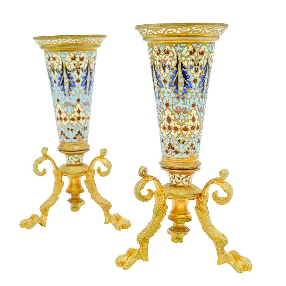 Pair Of French Cloisonne and Bronze Bud Vases (1 of 5)