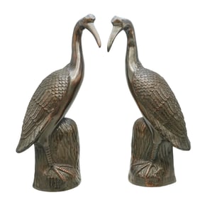 Pair of Vintage Bronze Bird Sculptures