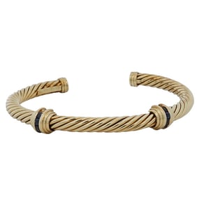 David Yurman 14K Gold With Sapphires Cuff Bracelet
