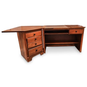 (2 Pcs) Mid Century Vaughan Computer Desk And Corner Chest