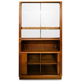 Mid Century Dyrlund Danish Glass And Teak Wood Bookcase