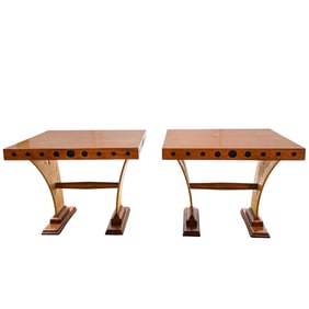 Pair Of Postmodern Wooden Side Tables