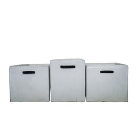 (3 Pc) Glazed Ceramic Garden Stools