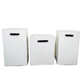(3 Pc) Ceramic Glazed Garden Stools