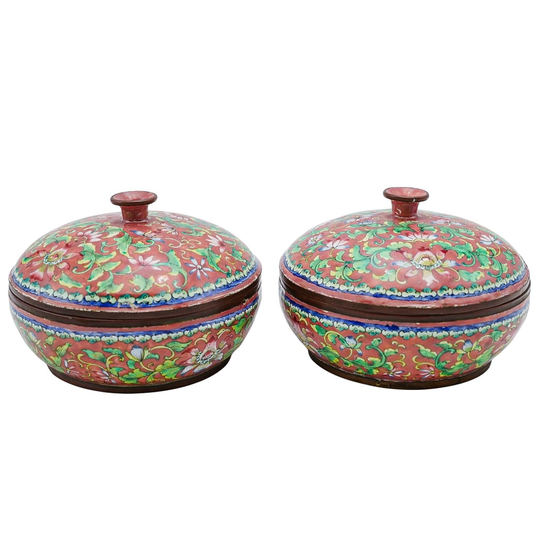 Pair of Antique Chinese Canton Enamel Boxes (1 of 5)