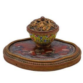 Antique Chinese Canton Enamel Inkwell