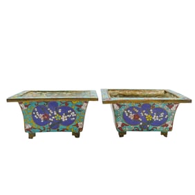 Pair of Antique Chinese Cloisonné Planters