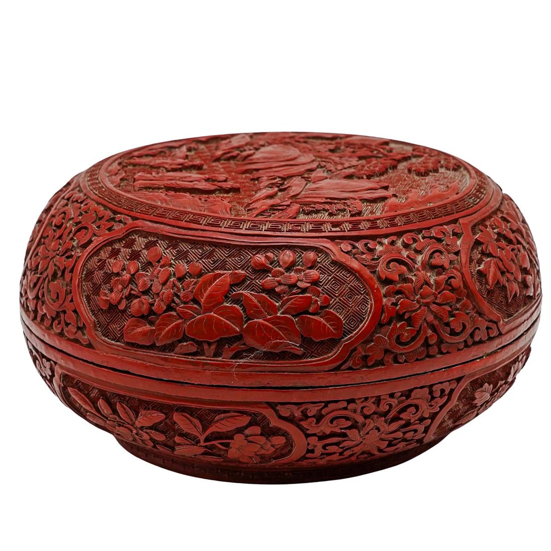 Large Antique Chinese Carved Cinnabar Lacquer Box (1 of 7)