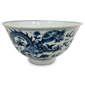 Antique Chinese Kangxi Blue and White Porcelain Bowl