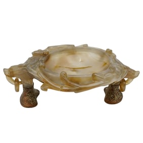 Antique Chinese Carved Agate Brush Washer