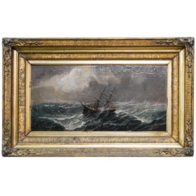 19th Century Maritime Oil On Canvas Painting