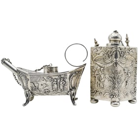 Pair Of Antique Sterling Silver Table Lighters