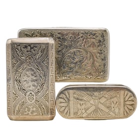 (3 Pc) English Sterling Silver Snuff Boxes