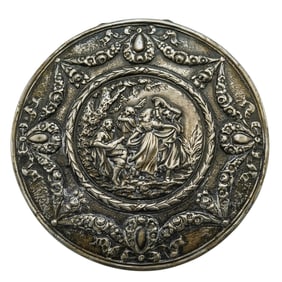 Antique German Sterling Silver Round Box