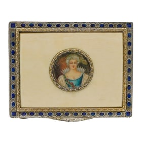 Antique Sterling Silver & Enamel Case