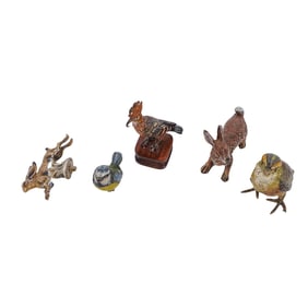 (5 Pc) Vintage Cold Painted Bronze Animal Grouping